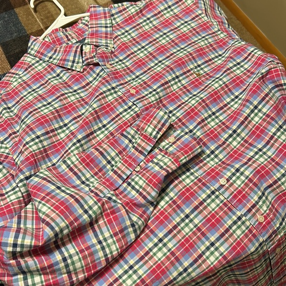 Ralph Lauren Men's Red and Green Plaid Button Down Shirt - Picture 8 of 11